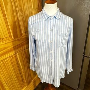 Banana Republic Light Blue & White Striped Button-Down Shirt Size Medium